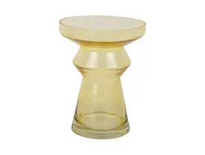 Mango-gul vase med timeglasform, bred åbning. Elegant og unik til blomsterudstilling.