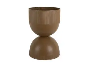Pot i mocha brun med ribbet top og glat bund. To-delt design, elegant og moderne look.