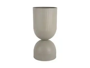 Plant pot med ribbet top, glat rund base i blød varm grå.