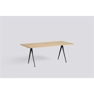 Image of HAY - Pyramid bord/Table 02 - Sort ramme - bordplade matlakeret eg - Længde 250 cm