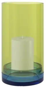 Stor limefarvet glaslanterne "Lucius" med cylindrisk form, egnet til stor bloklys.