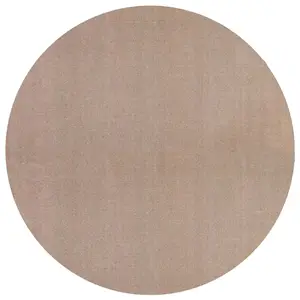 Rundt tæppe i lys beige, 200 cm i diameter, minimalistisk design.