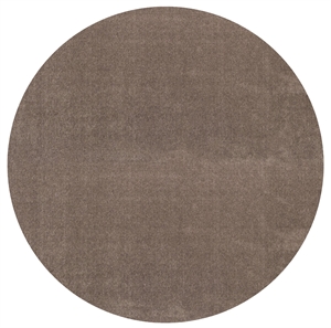 Rundt tæppe med sandfarve, jævn tekstur, ingen mønstre. Diameter: 200 cm.