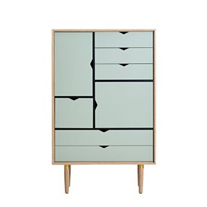 Andersen Furniture - S5 OPBEVARINGSMØBEL - EG/SÆBE MED OCEAN GREY FRONT
