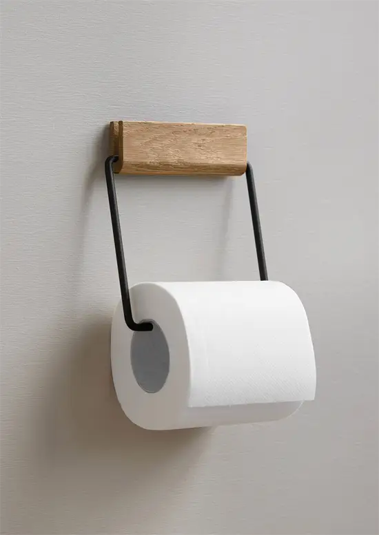 MOEBE - Toiletrulleholder - Eg/Sort Stål