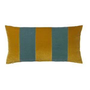 Christina Lundsteen - Stripe Velvet pude - Golden Olive/Pale Blue