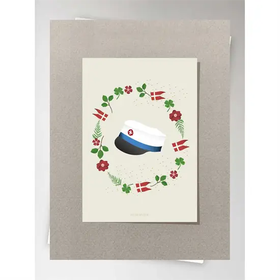 VisseVasse - Studenterkort Mini - Kort med Blå Hue - 10,5x7,5 cm