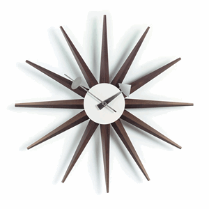 Image of Vitra - Ur Sunburst Clock - Valnød