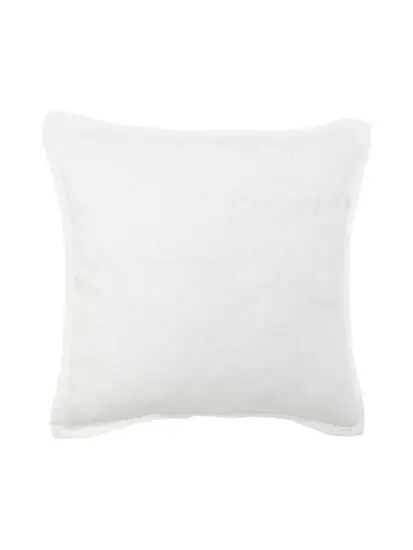 Offwhite kvadratisk pudebetræk med synlige sømme, enkel og glat design, 45x45 cm.