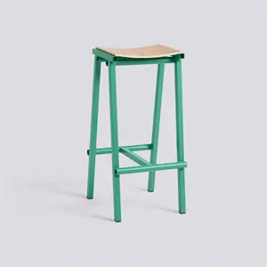 HAY - Taburete 8 Bar Stool - Green Jade - Lacquered Oak Veneer Seat - Høj model 75 cm