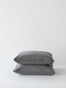 Tell Me More - Pillowcase org cotton 65x65 2p - dark grey