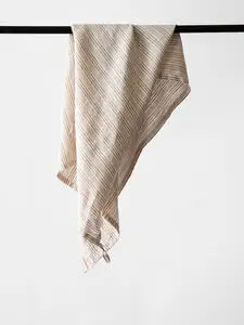 Tell Me More - Kitchen towel linen - hazelnut stripe