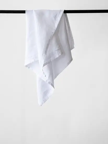 Tell Me More - Kitchen towel linen - bleached white
