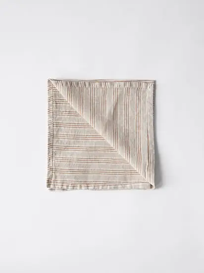 Tell Me More - Napkin linen - hazelnut stripe