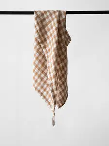 Tell Me More - Kitchen towel linen - gingham biscuit