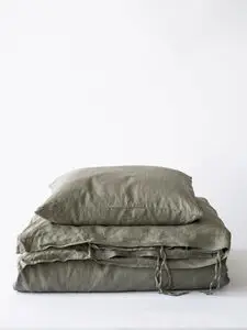 Tell Me More - Duvet cover linen 240x220 - olive