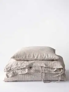 Tell Me More - Duvet cover linen 240x220 - hazelnut stripe