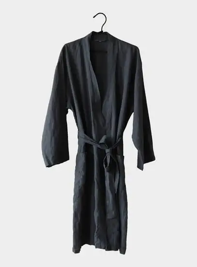 Tell Me More - Laval linen robe L/XL - night blue