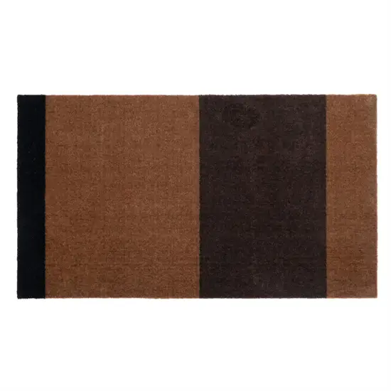 Tica Copenhagen - Smudsmåtte - Stripes Horizon - Cognac/Dark Brown/Black - 90x200 cm