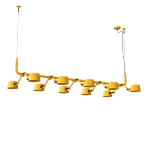 Tonone BOLT-pendel med 10 solgule lysenheder i linje, moderne design.