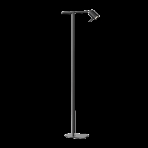 Tonone gulvlampe i smokey black med justerbart hoved og lige stander. Minimalistisk design.