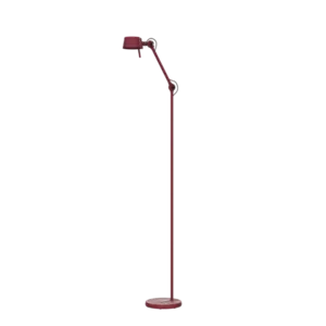 Tonone BOLT10 gulvlampe i bordeaux med synlige led, rund base og matchende lampeskærm.