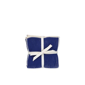 Ferm Living - ribstrikkede karklude - sæt med 2 stk - Bright Blue/Off-White