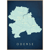 Enklamide - Typemap - Odense map - nat - 50x70 cm