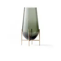 Audo Copenhagen - "Echasse" Vase - Smoke/Brushed Brass (røget glas og messing holder) - Large