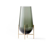 Menu - "Echasse" Vase - Smoke/Brushed Brass (røget glas og messing holder)