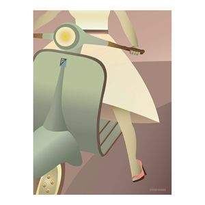 Image of VISSEVASSE - Vespa-pigen plakat - 30x40 cm