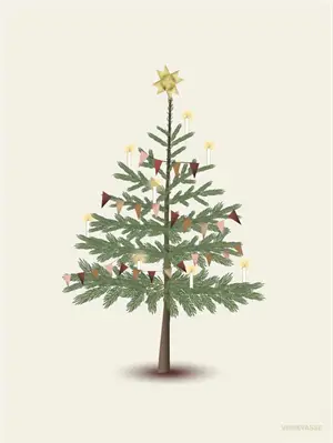 VisseVasse - Julekort- Til og fra - The Christmas Tree - 10,5x7,5 cm