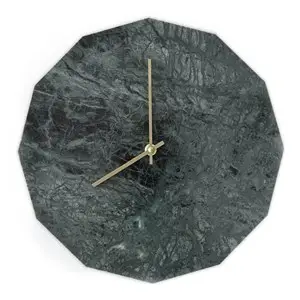 Hemverk - Vægur - Grøn Marmor - Grøn/Guld - Ø28 cm