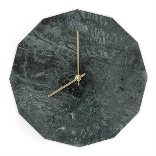 Hemverk - Vægur - Grøn Marmor - Grøn/Guld - Ø28 cm